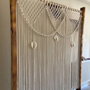 Handmade Macrame Curtain Boho Cotton Woven Decorative Door <b>Panel</b> <b>Room</b> <b>Divider</b> for Living <b>Room</b> Bedroom Window Home Decor - Product Image 1