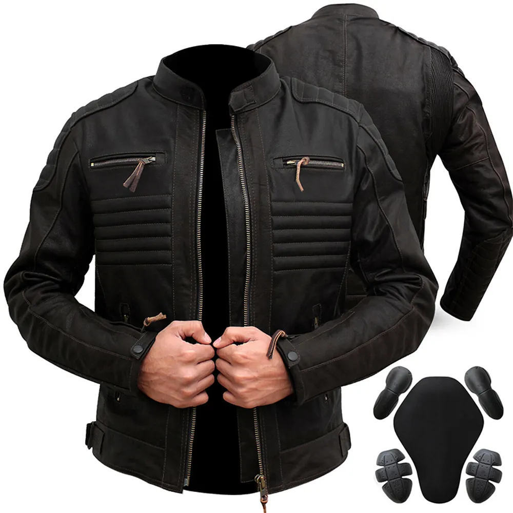 Best quality latest motorcycle mens leather jacket made of cowhide leather with quilted style and CE Approved protector