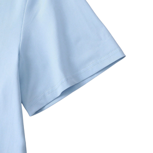 T-shirt pour homme bleu clair à col rond et manches courtes, en coton doux, décontracté, basique, pour l'été, confortable, uni, coupe classique, vente en gros - Product Image 5