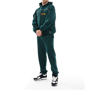 OEM/ODM moda de gran tamaño 100% algodón Color sólido con ribete ajuste suelto hombro caído chándal personalizado para hombres - Product Image 1