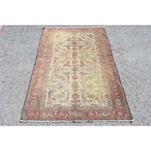 Tapis classique rouge beige 3,7x5,3 pieds Tapis turcs - Product Image 1