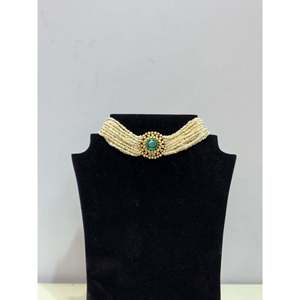 NOVAMART Fine Moissanite <b>Choker</b> Necklace with Emerald and Pearl Accent Wholesale Export - Product Image 1