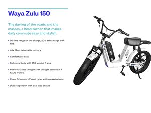 Bicicleta eléctrica de largo alcance de 50-60km con cómodo sillín Waya Zulu 150 Hybrid E-Bike para montar en ciudad, ciclismo de montaña - Product Image 6