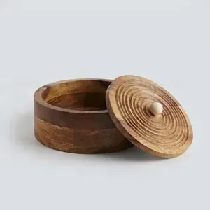 Trending Mango Wood Stock <b>Pot</b> With Lid Minimalist Design Sustainable Handcrafted <b>Large</b> Capacity Dishwasher Safe Polished - Product Image 4