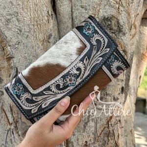 Nouvelle vente chaude femmes portefeuille en cuir repoussé à la main argent porte-carte de crédit sac à main concepteur véritable cuir de vachette pochette de luxe - Product Image 1