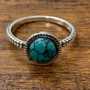 Rose Gold and Rhodium Plated <b>Turquoise</b> Gemstone <b>Ring</b> (3.5 Grams) Adjustable Fashionable and Trendy Bezel Setting for Gift - Product Image 1