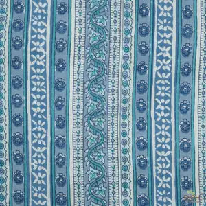 Pierre et bleu sarcelle indien imprimé fleuri 100% pur coton tissu tissu par la cour vêtements pour femmes rideaux oreillers serviettes
