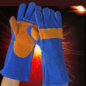 Gants de soudage de haute qualité, très demandés, en cuir de vachette bleu, avec protection renforcée pour la paume et le pouce, résistants à la chaleur. - Product Image 6