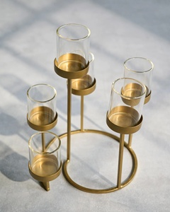 Portavelas de Metal de tendencia, tubo de vidrio para candelabro y Marco de hierro, candelabro de lujo para decoración de hogar y Hotel - Product Image 1