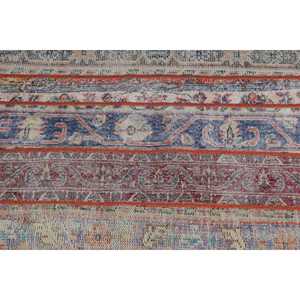 Tapis turc à accents floraux, 2,7 x 5,8 pieds, bleu et rouge, en laine vintage - Product Image 5