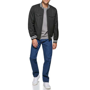 Nouvel arrivage de vêtements pour hommes à rayures blanches avec logo personnalisé OEM couleur noire et fermeture éclair pour hommes vestes veste de baseball universitaire pour hommes 2025 - Product Image 2