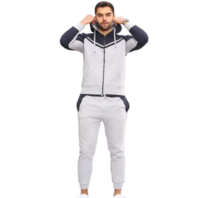 ชุดกีฬาผ้าฝ้ายมีฮู้ดซิปเต็มรูปแบบใส่เล่นกีฬาใส่เล่นฟิตเนสชุดวอร์มสีพื้น - Product Image 1