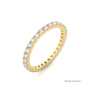 0,9 CTW Round Cut Lab Grown Diamond Full Eternity Set en oro amarillo Wedding Band y anillos de regalo de aniversario - Product Image 3