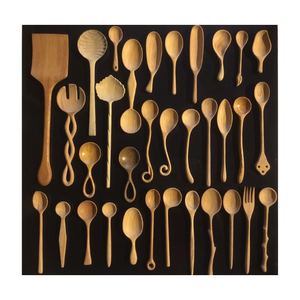 <b>Wooden</b> <b>Spoon</b> <b>Set</b> for Cooking and Serving - Handcrafted Natural Utensils for Kitchen Use - Long Handle Solid Wood - Product Image 2