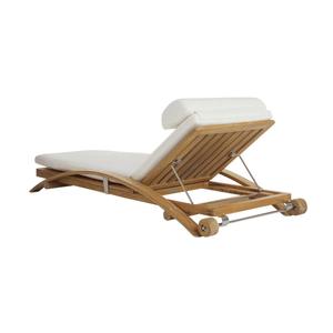 Luxury All Weather Teak Sun Lounger with <b>Cushion</b> Outdoor Furniture Sundeck Stacking Adjustable Chaise - Product Image 5