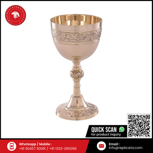 Premium Brass Goblet Gold Finish | Handmade Engraved Chalice <b>Cup</b> Vintage Style Table Decor | Elegant Metal Serveware Gift - Product Image 6