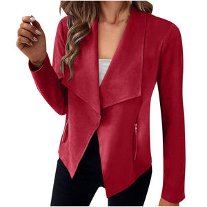 Chaqueta de motorista de cuero genuino para mujer personalizada de fábrica OEM, ropa de abrigo de invierno de piel de vaca ajustada con envío rápido - Product Image 3