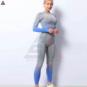 Conjunto personalizado de 2 piezas de Sujetador deportivo de cintura alta sin costuras y mallas transpirables de talla grande para mujer para entrenamiento de invierno correr - Product Image 5