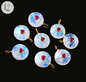 Natural Rainbow Moonstone Round Gemstone <b>Heart</b> Inlay <b>Pendant</b> Handmade 925 Sterling Silver Fine <b>Pendants</b> Charms in Bulk Wholesale - Product Image 5