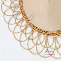 Miroirs ronds bohèmes en polyrotin faits à la main avec cadres, couleur et taille personnalisables pour la décoration murale du salon