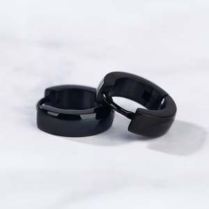 Jeulia <b>Gold</b> Plated Stainless Steel Hoop <b>Earrings</b> for <b>Men</b> with Zircon - Product Image 6