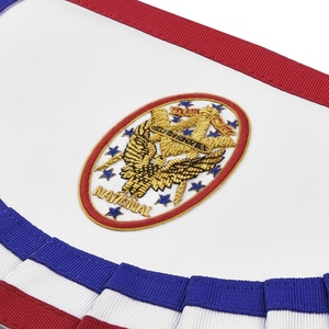 Regalia maçonnique, tablier des Frères Voyageurs Nationaux, équerre et compas dorés avec couronne en fil d'or, service OEM - Product Image 5