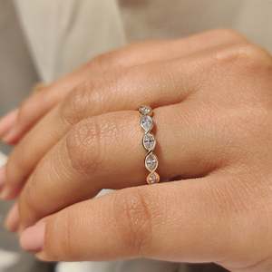 Eternity Style Marquise Diamond <b>Wedding</b> Band Elegant Diamond Rings for Brides and Grooms - Product Image 6