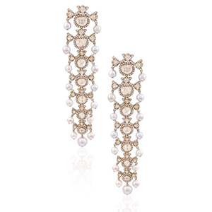 Boucles d'oreilles pendantes fines Raat Rani Polki - Product Image 1