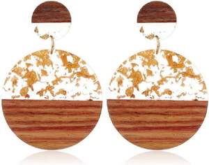 Handmade <b>Resin</b> <b>earrings</b> with minimalistic oval design for modern sophistication At Low Price y HF CRAFTS - Product Image 4