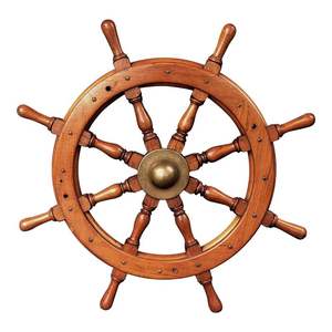 Décoration murale en forme de roue de bateau en bois |   Finition de qualité supérieure, faite à la main |   Prix de gros en gros directement de l'usine - Product Image 1