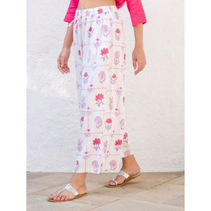 Pantalon palazzo en coton à taille haute et jambes larges pour femme, respirant, décontracté, avec taille élastique - Product Image 3