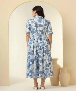 NUEVA COLECCIÓN Conjunto de 3 Piezas de Satén Floral Dulce con Estampado Digital 100% Poliéster, Ropa Étnica para Mujer de Uso Diario, Precio al por Mayor, COLOR CIELO - Product Image 4