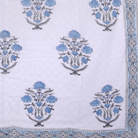 Nappe rectangulaire vintage 100% coton faite à la main, imprimée à la main avec un motif floral, lavable, absorbante, personnalisable, pour la maison et l'hôtel