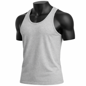 Camiseta sin mangas personalizada para hombre, camiseta de gimnasio sin mangas, de algodón transpirable, lisa, para fitness, venta al por mayor, OEM - Product Image 3