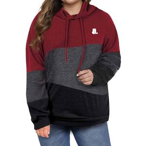 Nueva Sudadera con capucha de bloque de algodón 100% de gran tamaño para mujer en blanco, forro polar pesado de invierno con diseño impreso de logotipo de diamantes de imitación bordados - Product Image 1