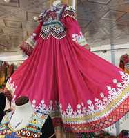 Robe afghane pashtun pour fête de mariage, vêtements culturels afghans, couleur unie, broderie, ensembles pour femmes