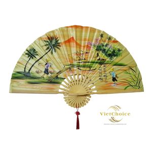 Éventail à main pliant en bambou personnalisé à bas prix Éventail en bambou en tissu imprimé en papier pour cadeau de faveurs du Viet Choice Made in Vietnam - Product Image 4