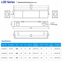 Driver LED TRIAC ELV MLV Dimmable AC-DC 60W 12V AC 100-120V, Alimentation Classe 2 pour Éclairage Public et Bande LED