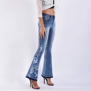 High Quality Mid Waist Lace up Denim Trousers Breathable <b>Flare</b> Pant Stretch Plus Size Women Clothing Bottom Flared Denim Pants - Product Image 4