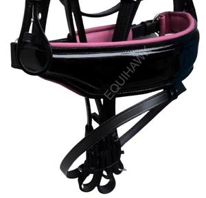 Brida de caballo acolchada de cristal de forma redonda elegante con bandas de Nariz de patente Riendas de cuero para montar - Product Image 2