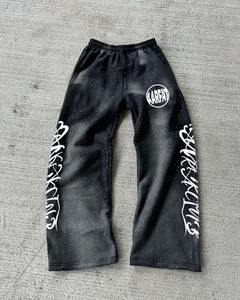 Pantalones Deportivos de Algodón con Estampado Vintage, Bordado de Parches Desgastados Personalizados de Fabricante de Ropa Urbana - Product Image 3