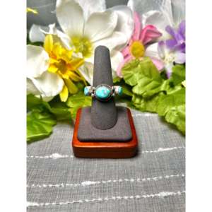 Navajo Handmade White Water Turquoise Sterling <b>Silver</b> Boho <b>Statement</b> <b>Ring</b> Size 8 Bezel Setting Gemstone Inlay for Everyday Wear - Product Image 1