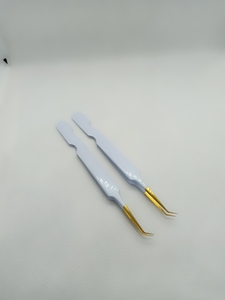 แหนบหยดสีขาวสำหรับการต่อขนตาคอลเลกชั่นที่จับแบบเรียบสแตนเลสเครื่องมือขายส่ง - Product Image 4