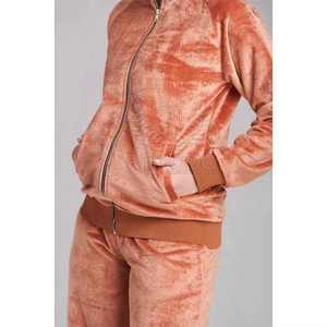 Ensemble de survêtement décontracté deux pièces en velours pour femme, personnalisé par le fabricant, comprenant un sweat à capuche doux et un pantalon de jogging, idéal pour l'hiver. - Product Image 2