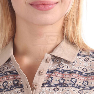 Elegant Collection Women Printed Polo T-Shirt Cotton <b>Blend</b> Women Printed Polo T-Shirt Urban Style Women Printed Polo T-Shirt - Product Image 4