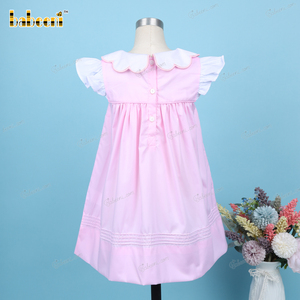 Robe pour filles en coton 100% écologique, crochet 3D, fleur rose, OEM ODM, vente en gros d'hiver, BB3227 - Product Image 5