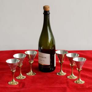 ชุดแก้วไวน์เยอรมันสีเงินทอง 6 ใบ พร้อมกล่องกำมะหยี่ จาก ECraftIndia - Product Image 3