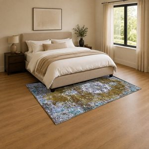 <b>RUGS</b> DEPOT LXDP-0414 Wholesale Terracotta Gold Contemporary Geometric Digital Printed Machine Washable <b>Chenille</b> <b>Rug</b> Non Slip - Product Image 3