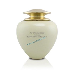Ensemble de 2 cendres de crémation décoratives en métal à l'aspect attrayant, enduit de poudre de couleur blanche avec couvercle de couleur dorée, urne funéraire mémorable - Product Image 5