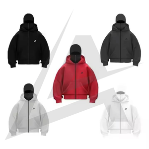 Sweat-shirt sport à capuche double en coton et polyester pour homme, coupe ample, fermeture éclair, poids lourd, vente en gros Aifran - Product Image 5